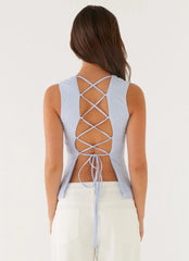 Franco Tie Back Top - Blue