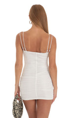 Pleated Bodycon Dress in White
