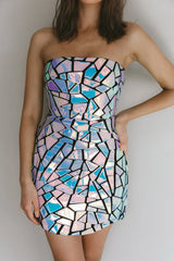El Camino Mosaic Mini Dress Silver