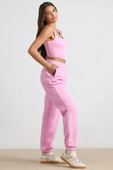 Brushed Jersey Oversized Joggers in Bubblegum Pink