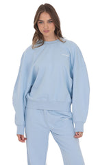Lucy Oversized Cropped Crewneck in Light Blue
