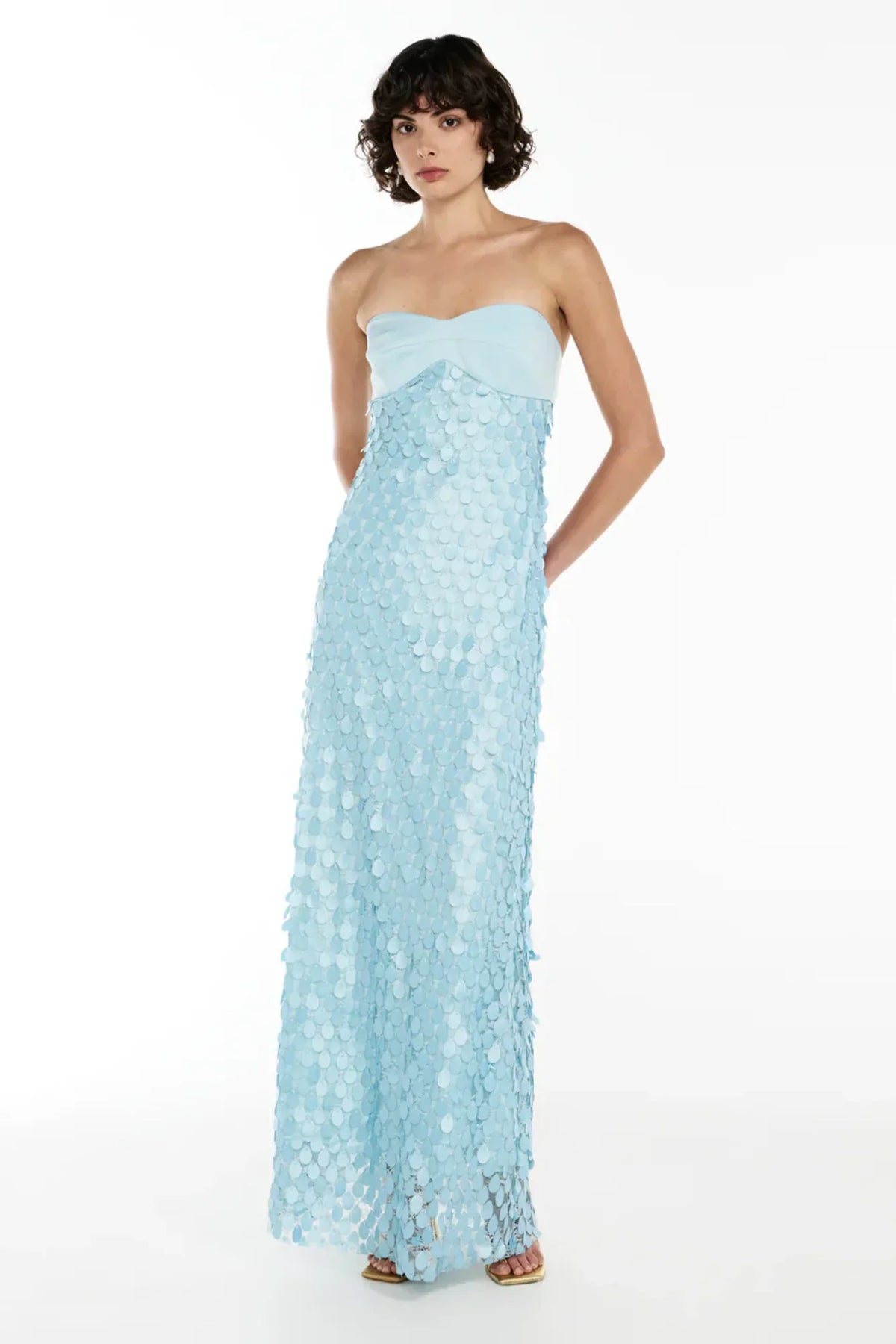 Sculpted Petal Strapless Evening Dress
