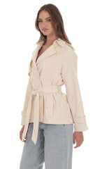 Double Breasted Trench Coat in Cream
