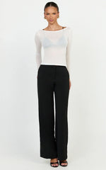 Madi Top - Long Sleeve Sheer Slub Jersey Top in White