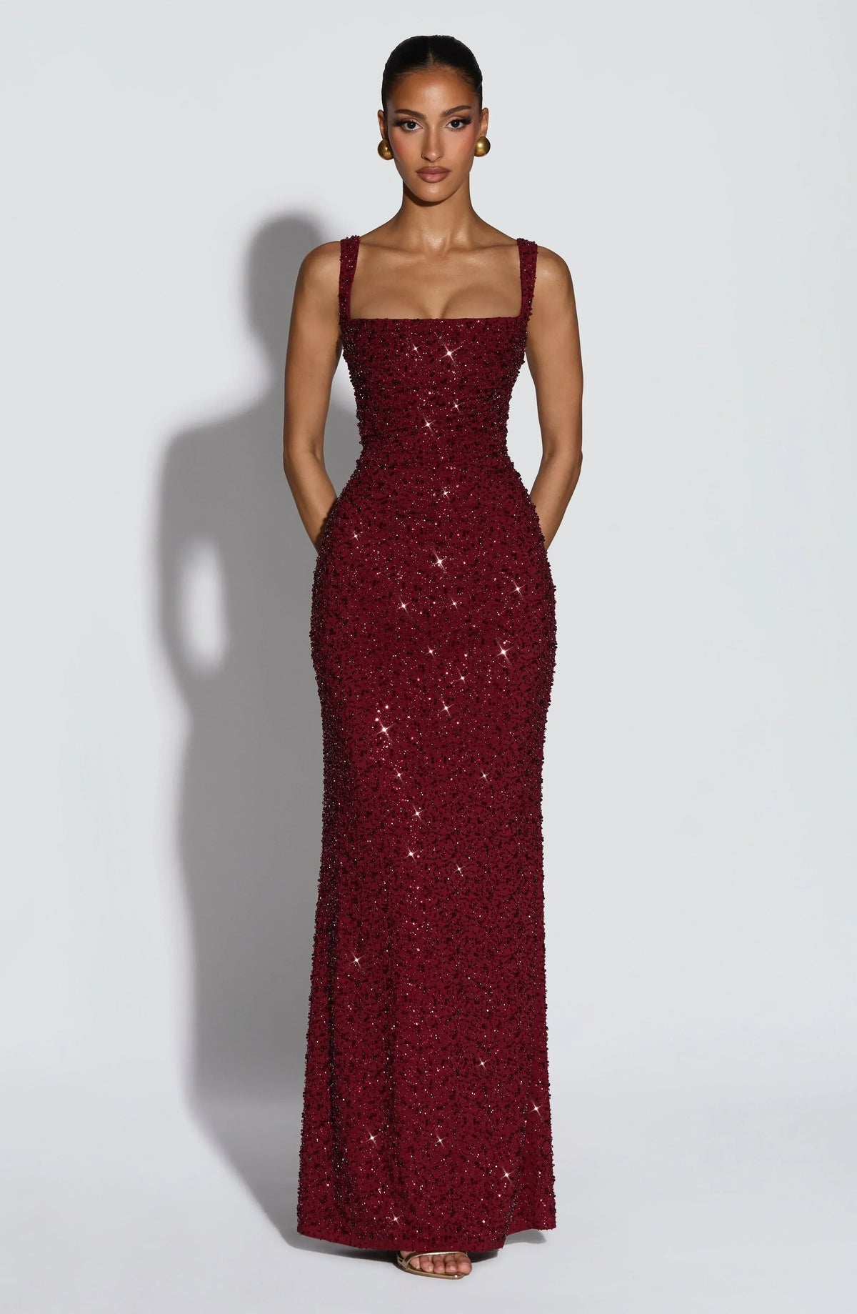 Calanthe Maxi Dress - Burgundy Sparkle