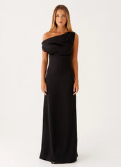 Heart Of Glass Satin Maxi Dress - Black