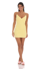 Mini Ruffles Bodycon Dress in Yellow