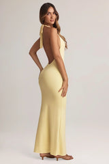 Modal Halterneck Maxi Dress in Lemon Sherbet