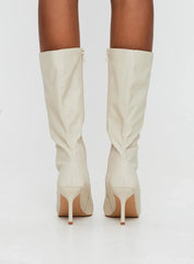 Elodiee Knee High Boots Cream